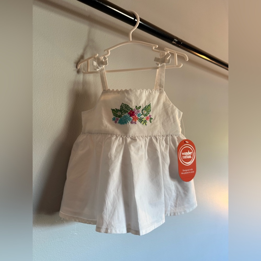 NWT — Wonder Nation White Embroidered Peplum Top – 3T